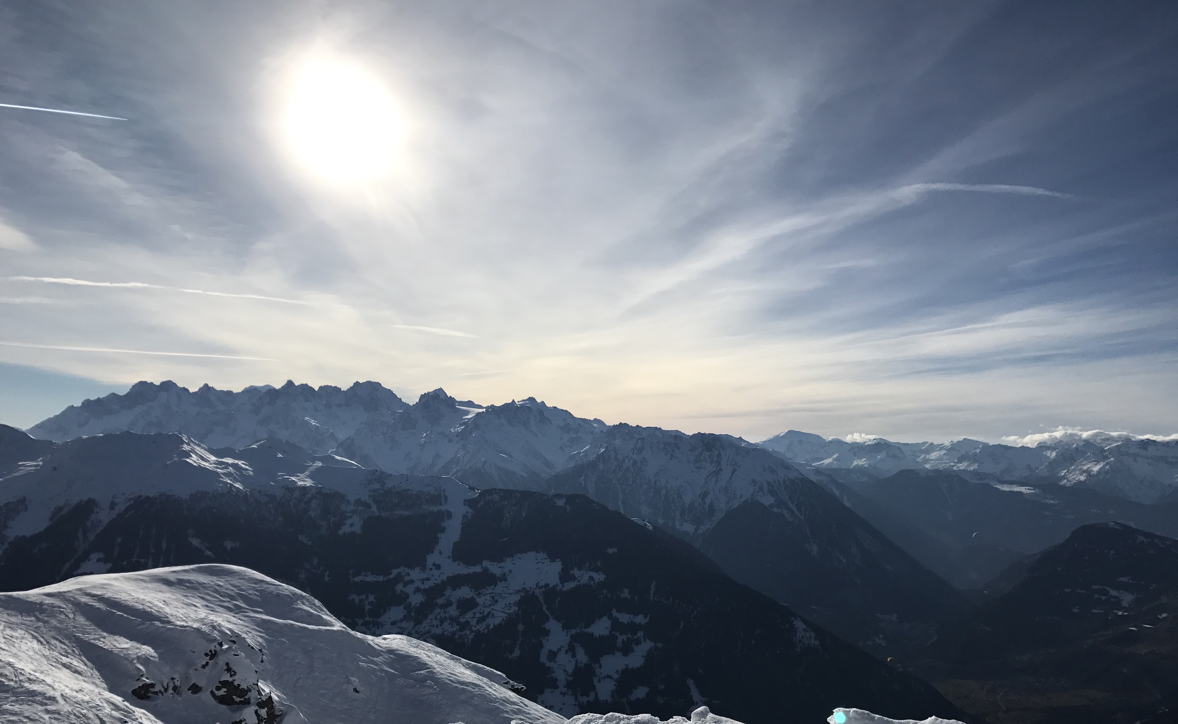 Winter mountain scenery above the Verbier valley, Switzerland